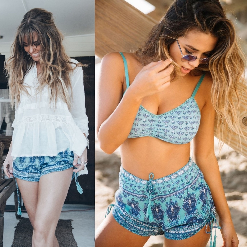 Rare spell designs sunset road cactus shorts aqua short S gypsy collective